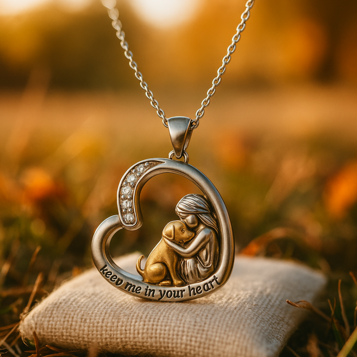 Srebrny naszyjnik z sercem, psem i kamieniami z cyrkonii - Laura Gioielli