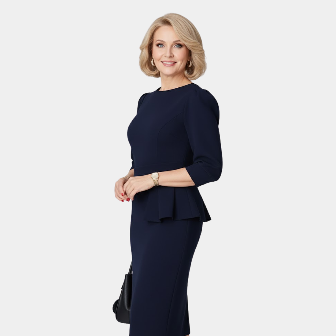 Claudine Bloom | Elegant Midi Dress with Ruffle