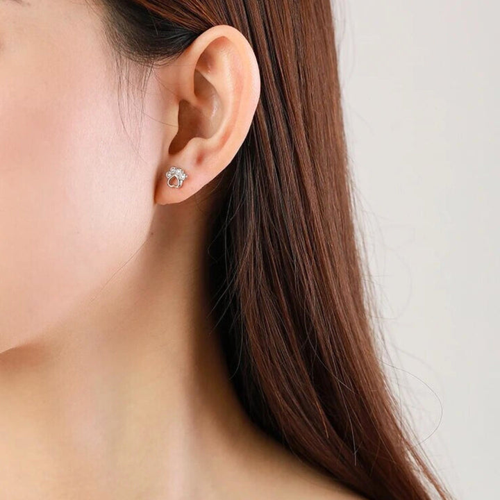 Kolczyki w kształcie łapki ze srebra sterlingowego – Z błyszczącymi cyrkoniami