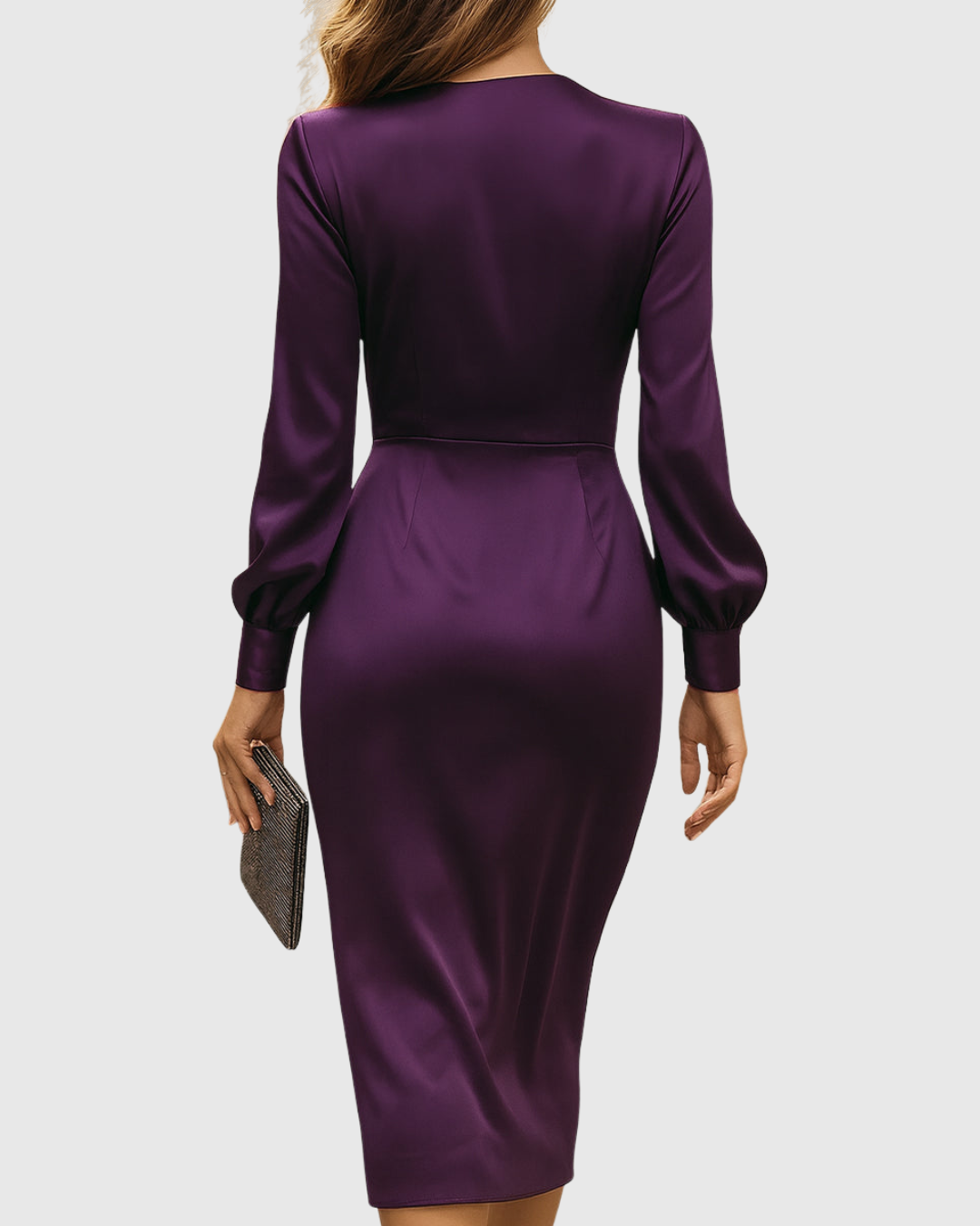 Cerelia | Deep Plum Satin Midi Dress