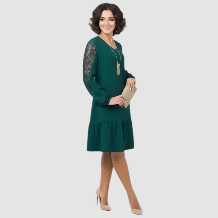 Lowri Quinn | Midi Dress with Lace Sleeves