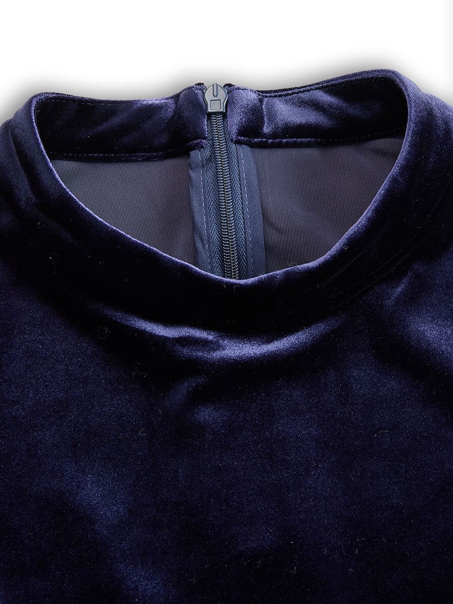 Sibella | Navy Blue Midi Dress with Long Sleeves