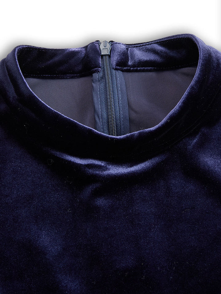 Sibella | Navy Blue Midi Dress with Long Sleeves