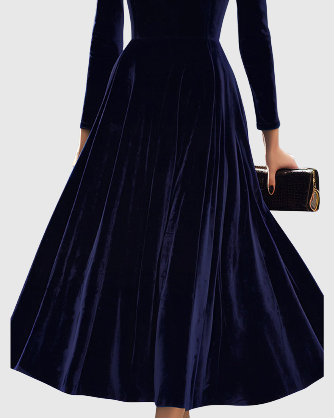 Sibella | Navy Blue Midi Dress with Long Sleeves