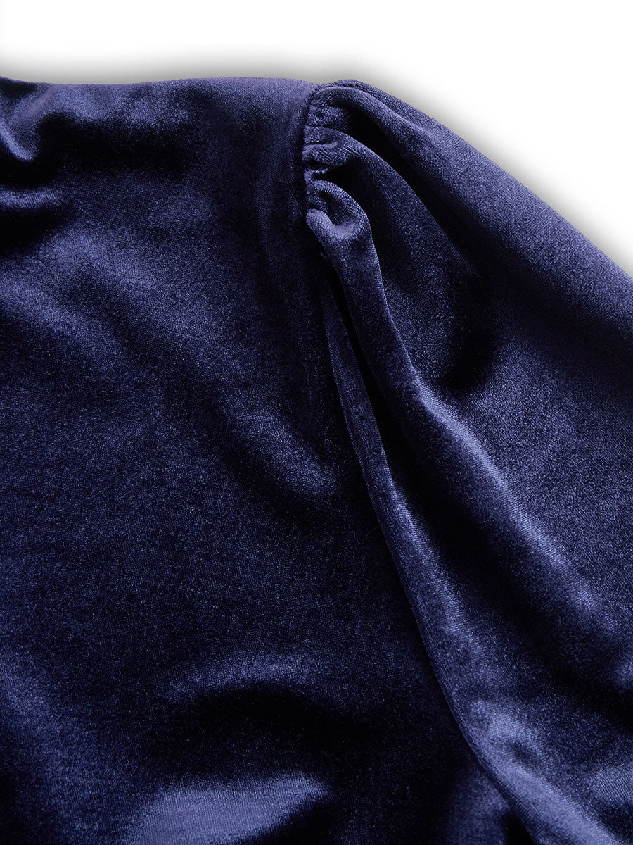 Sibella | Navy Blue Midi Dress with Long Sleeves