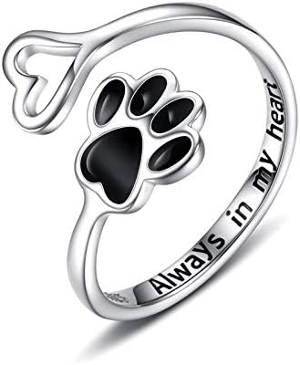 Handcrafted ring with paw and heart
