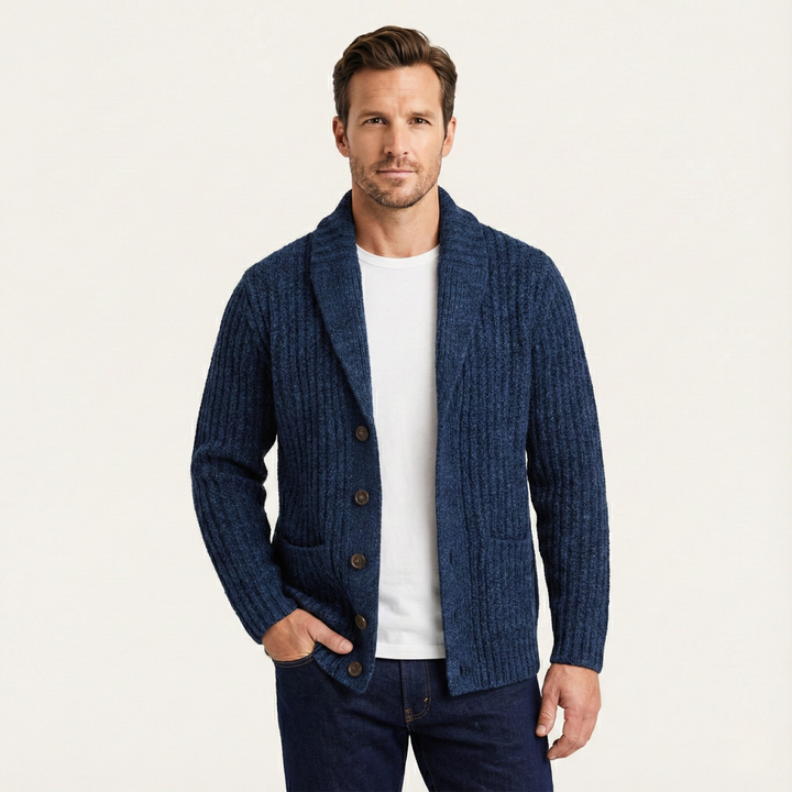 The Montpellier Men’s Chunky Knit Shawl Collar Cardigan