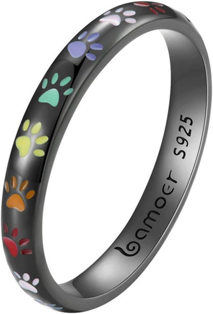 Anello in argento sterling con disegno a forma di zampa