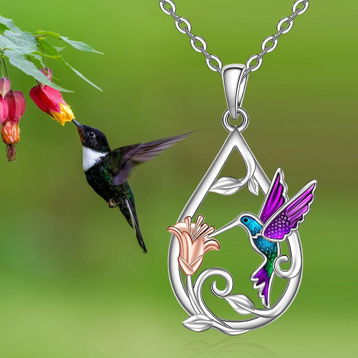 Beautiful necklace with hummingbird for women with complimentary earrings