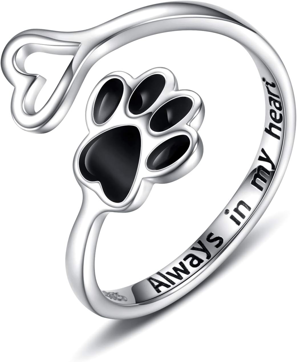 Handcrafted ring with paw and heart