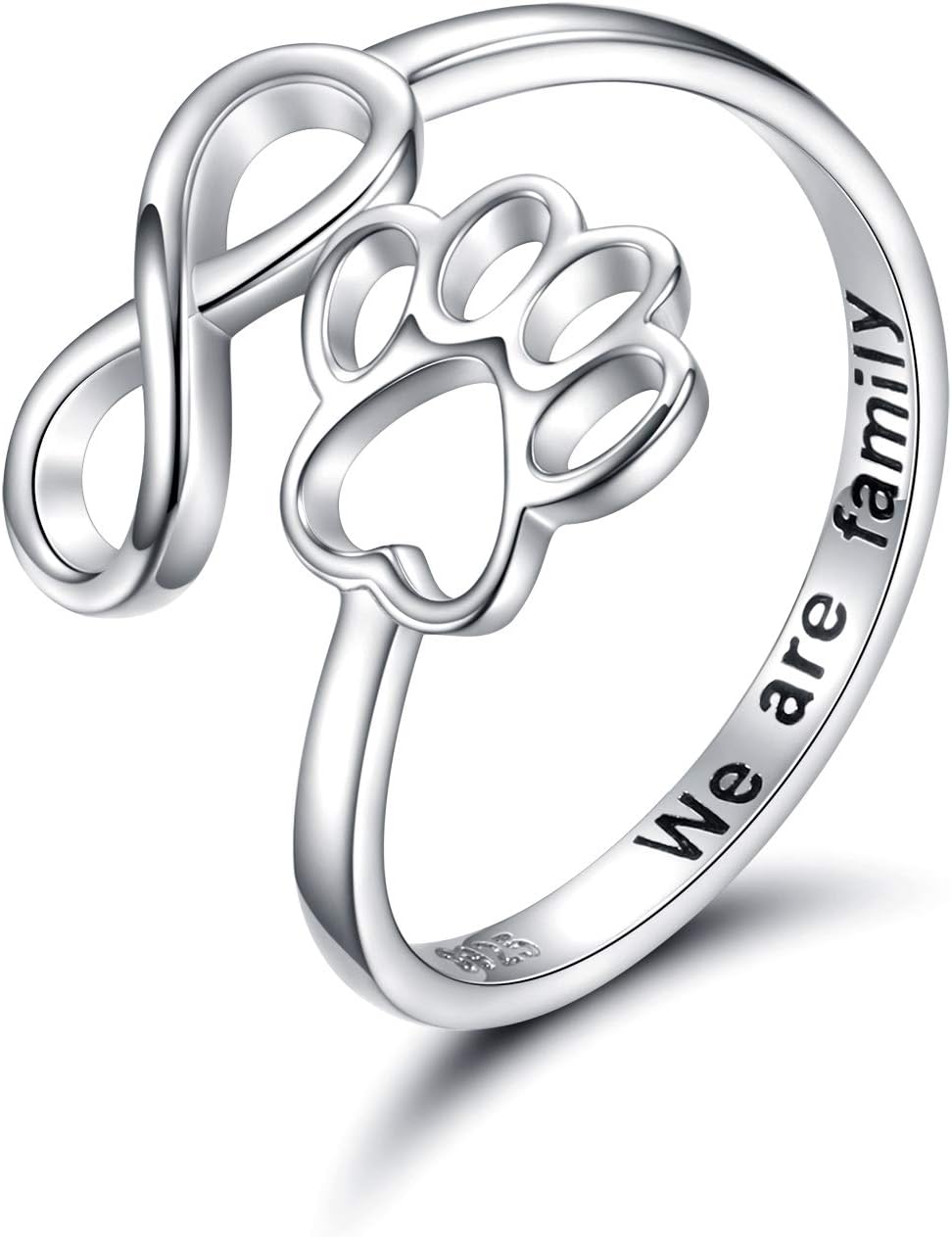 Handcrafted ring with paw and heart