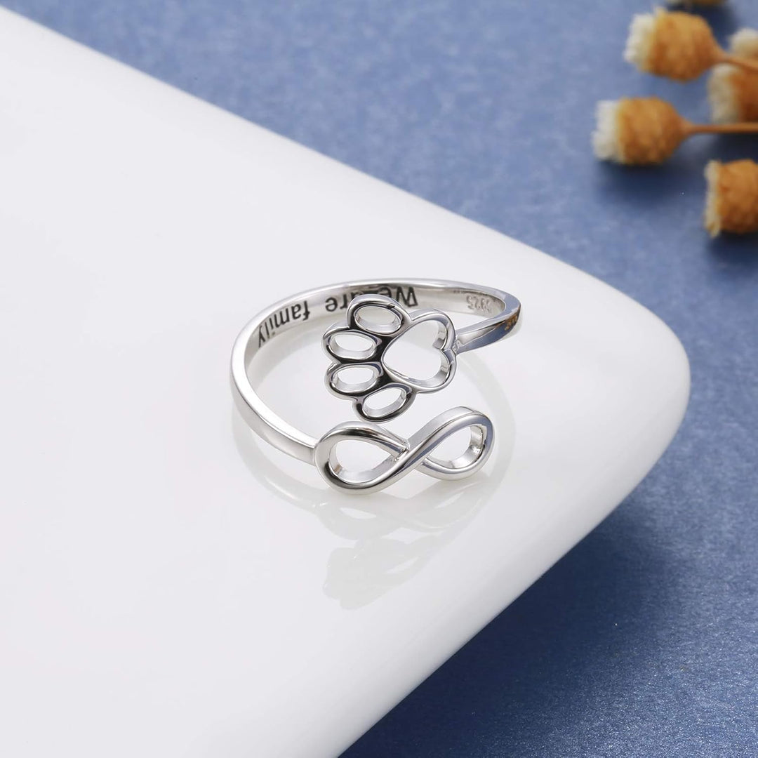 Handcrafted ring with paw and heart