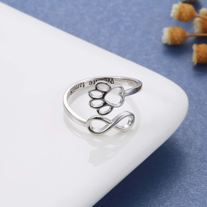 Handcrafted ring with paw and heart
