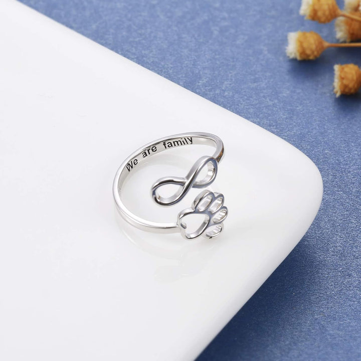 Handcrafted ring with paw and heart