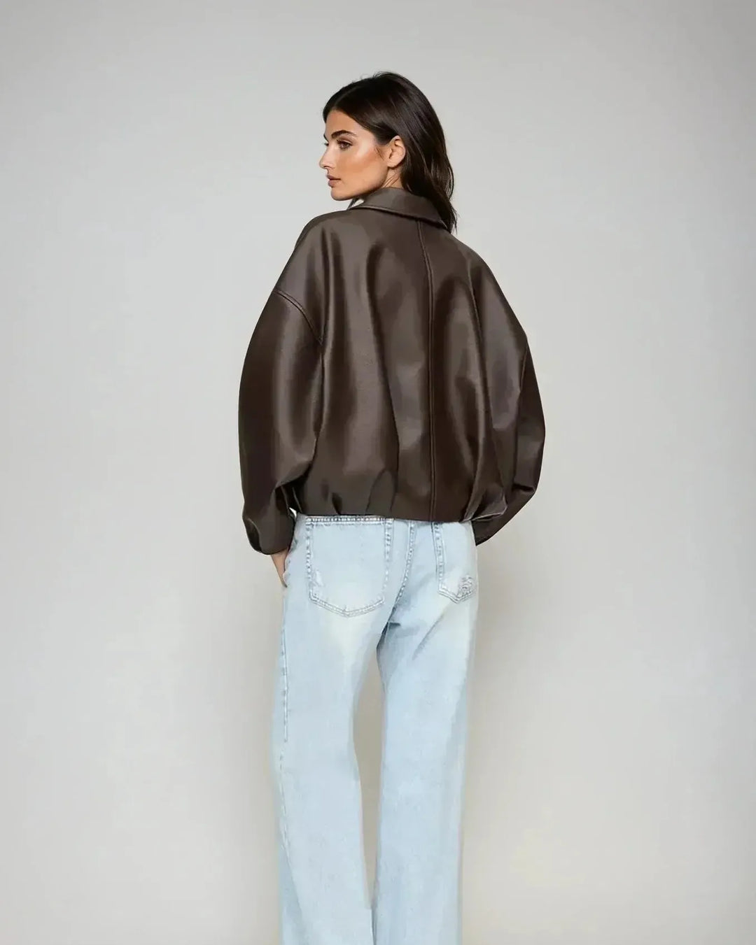 Arvella™ I Wegańska kurtka skórzana z paskiem