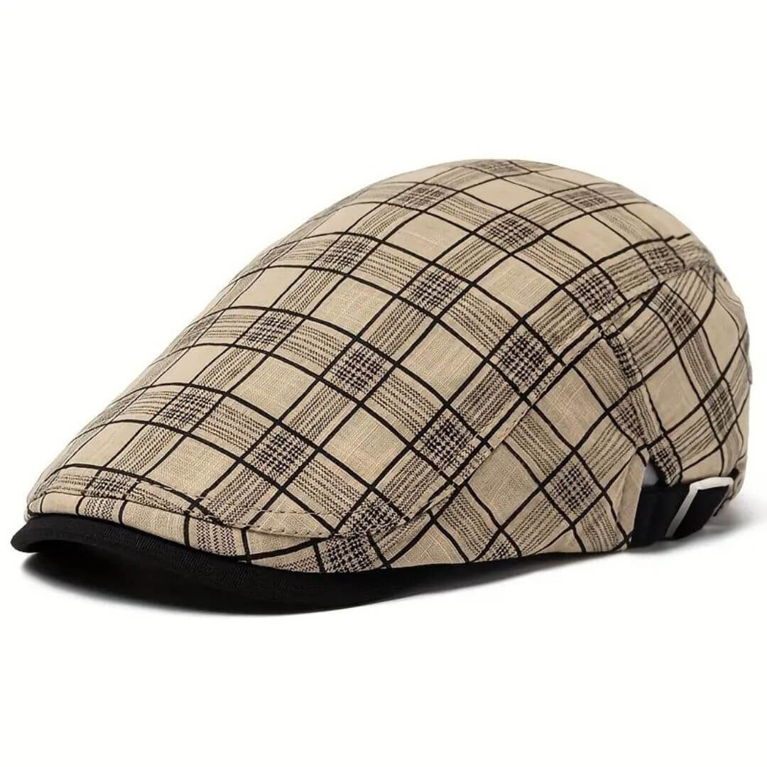 Linen-Cotton Plaid Flat Cap | MONTREAL