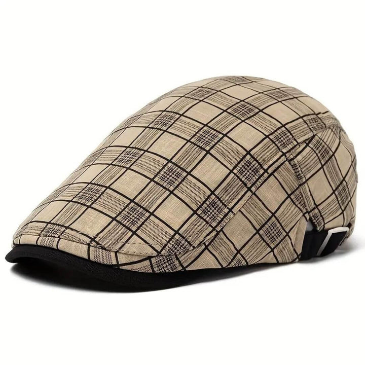 Linen-Cotton Plaid Flat Cap | MONTREAL