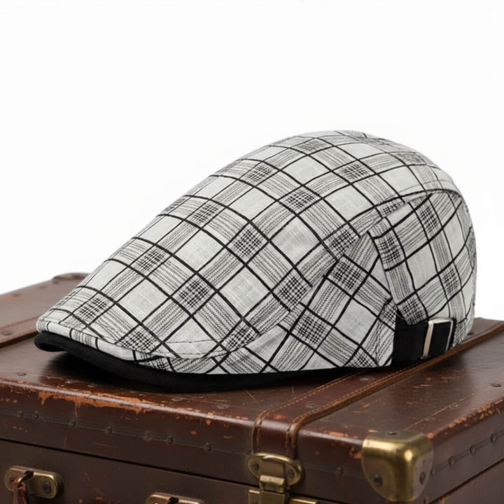 Linen-Cotton Plaid Flat Cap | MONTREAL