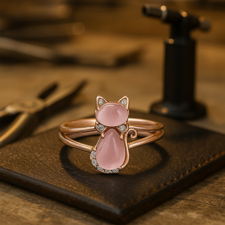 Cat ring in rose gold