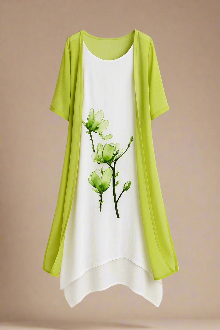 ALBA DRESS SET | Dress and lightweight layered cardigan with floral print