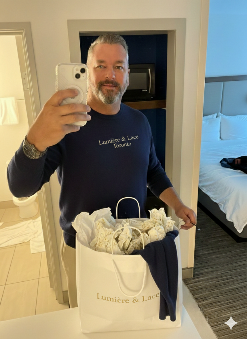 <p><strong>CUSTOMERS WEAR LUMIERE & LACE TORONTO WITH PRIDE</strong></p>