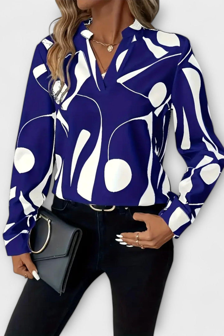 Joana - Elegant blouse with long sleeves and V-neck