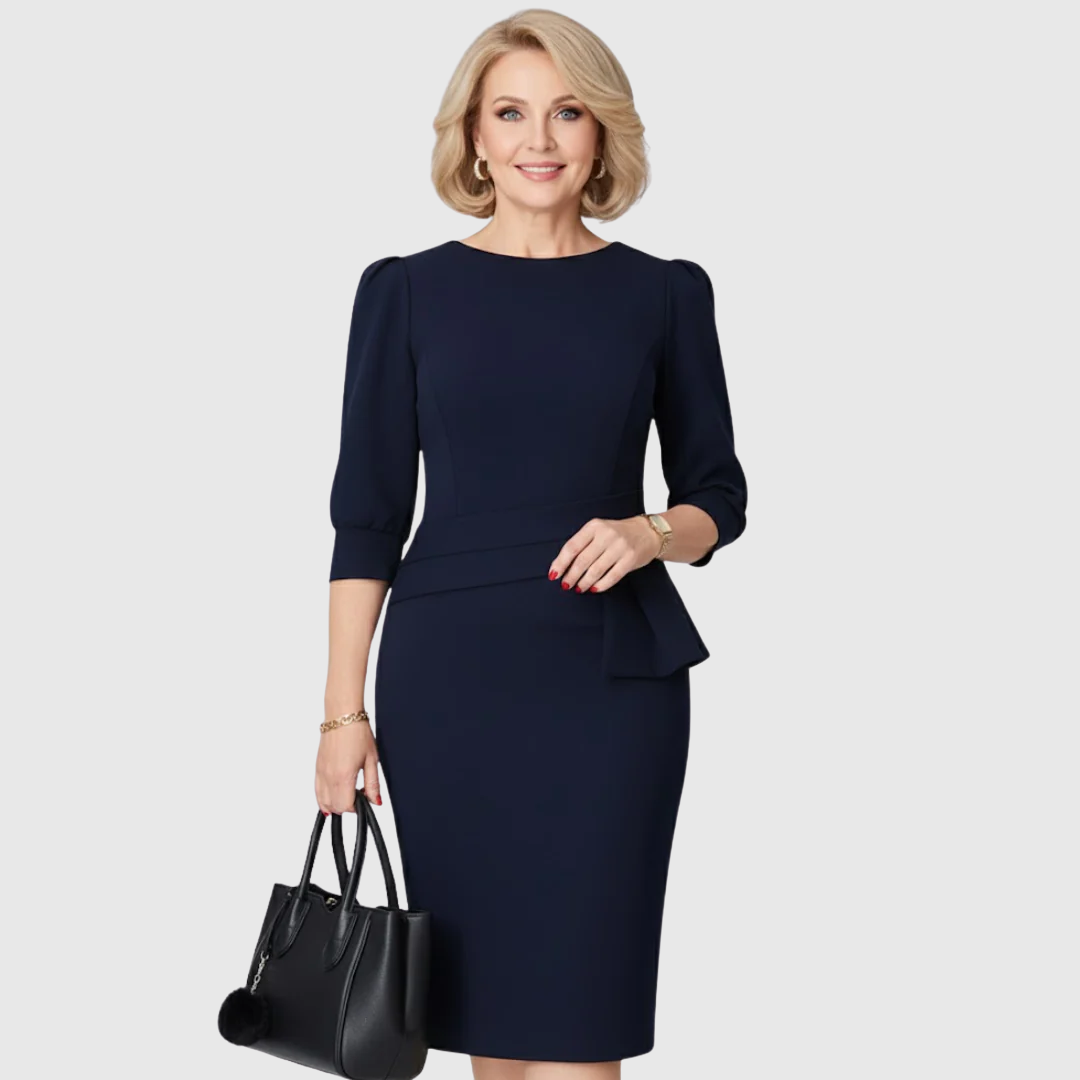 Claudine Bloom | Elegant Midi Dress with Ruffle