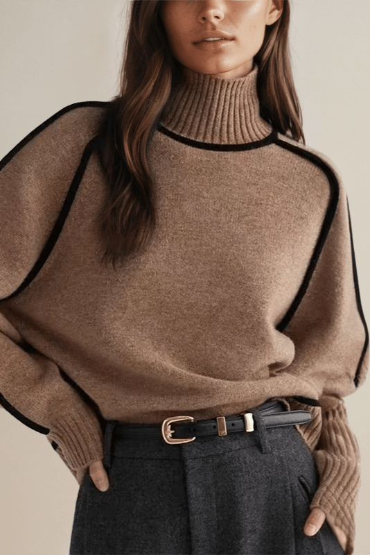 Lara™ Sweter z Wysokim Kołnierzem