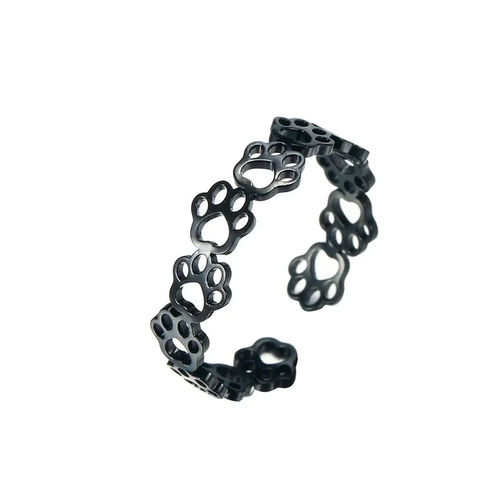 Adjustable ring with paw print – Made of stainless steel