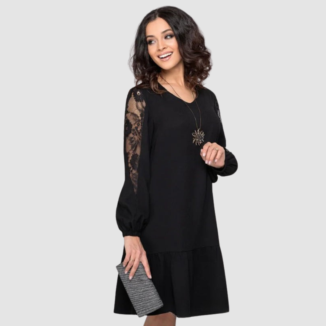 Lowri Quinn | Midi Dress with Lace Sleeves