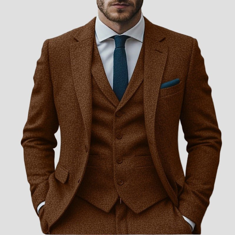 Ashford | Tweed 3-Piece Notch-Lapel Business Suit