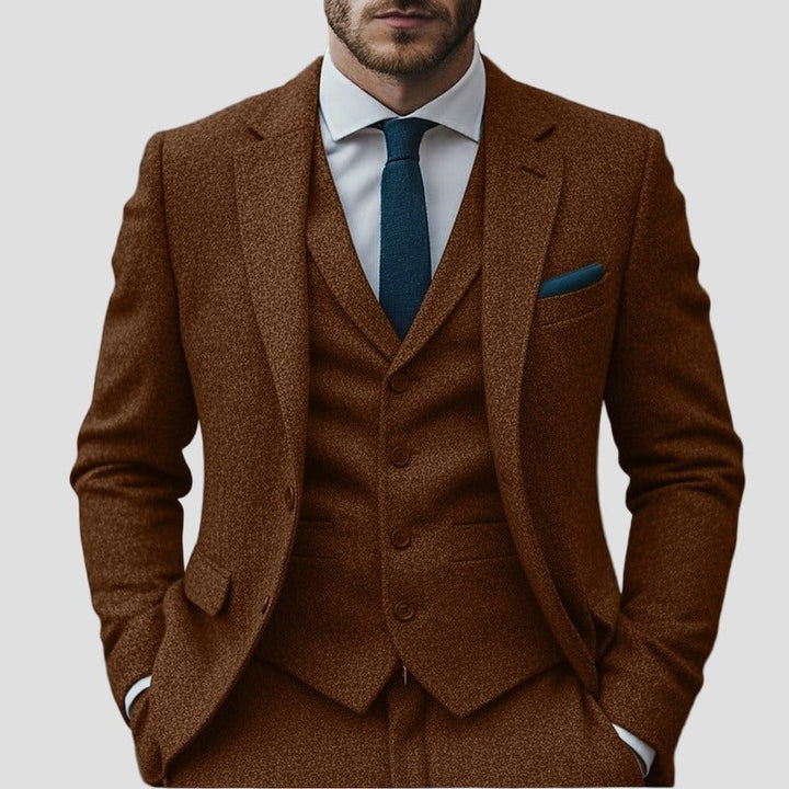 Ashford | Tweed 3-Piece Notch-Lapel Business Suit