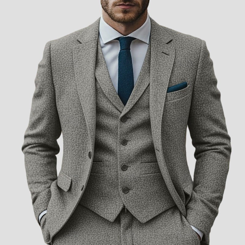 Ashford | Tweed 3-Piece Notch-Lapel Business Suit